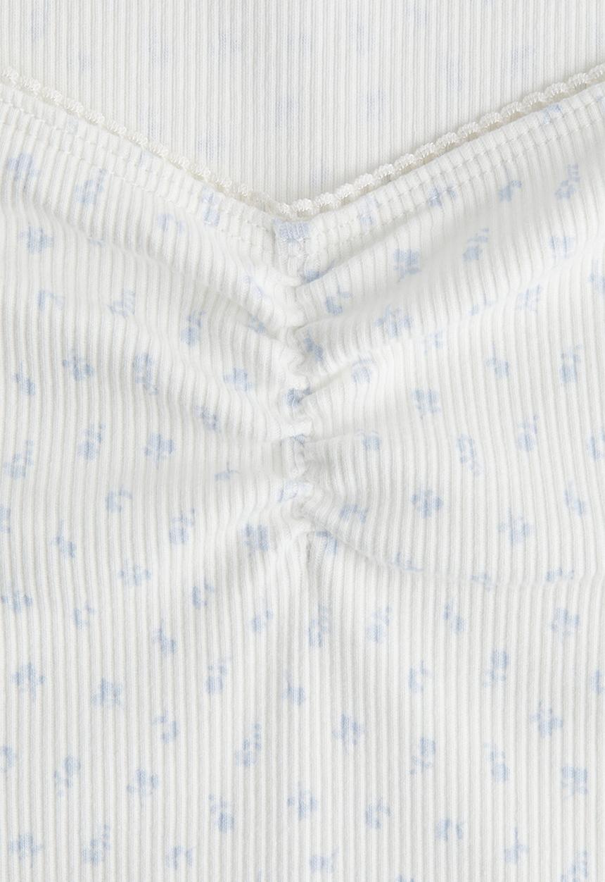 H&M - Picot-trimmed t-shirt - cream floral