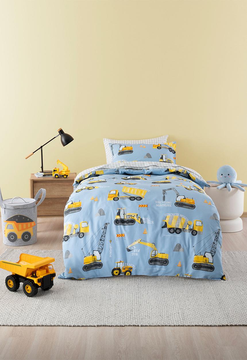 Linen House - Mighty Machines Cornflower Duvet Cover Set