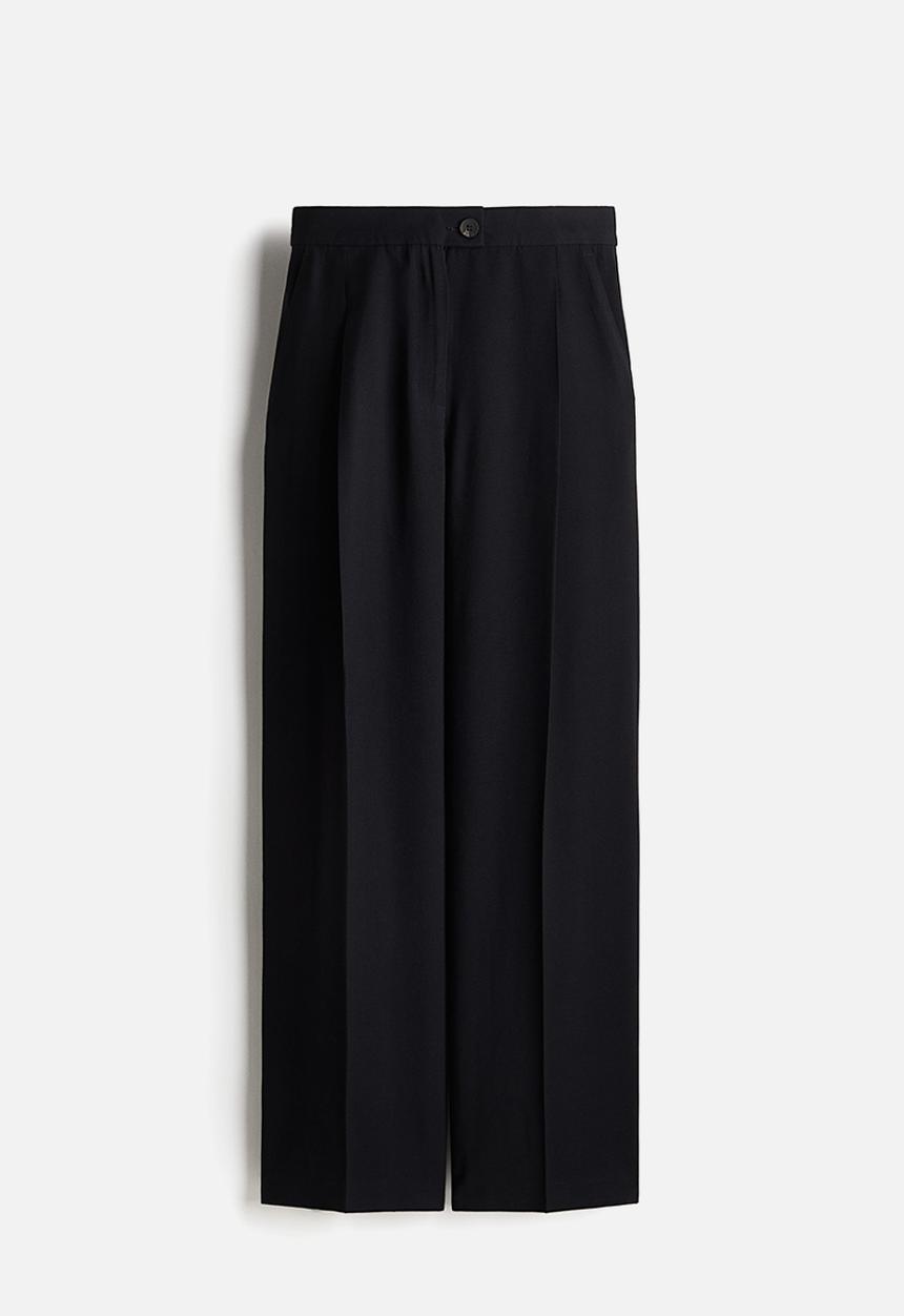 H&M - Wide twill trousers - black