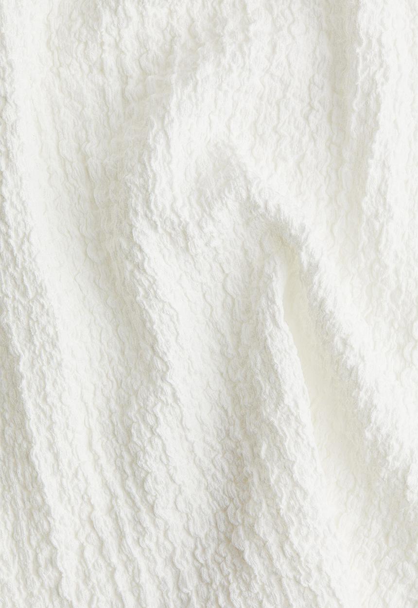 H&M - Overlock-detail crinkled top - cream