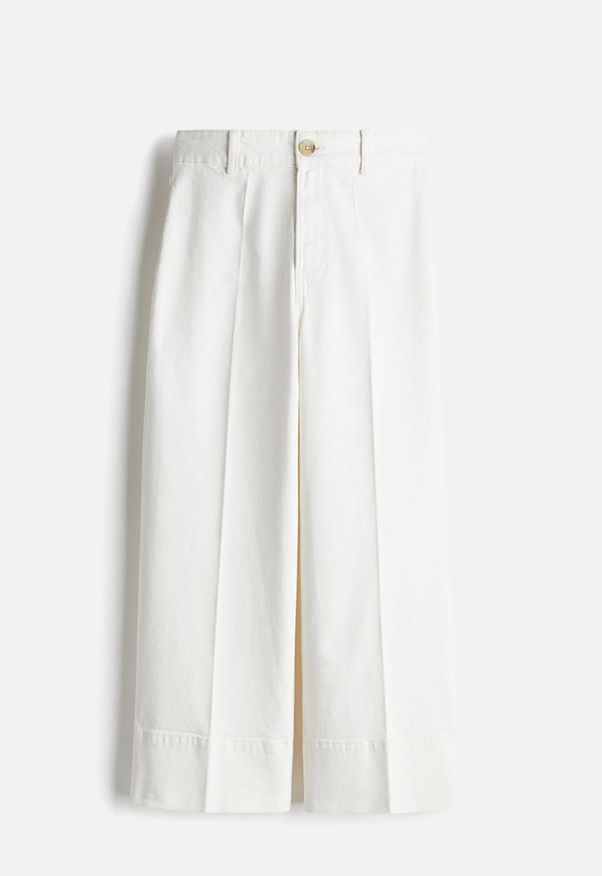 H&M - Wide high cropped jeans - cream