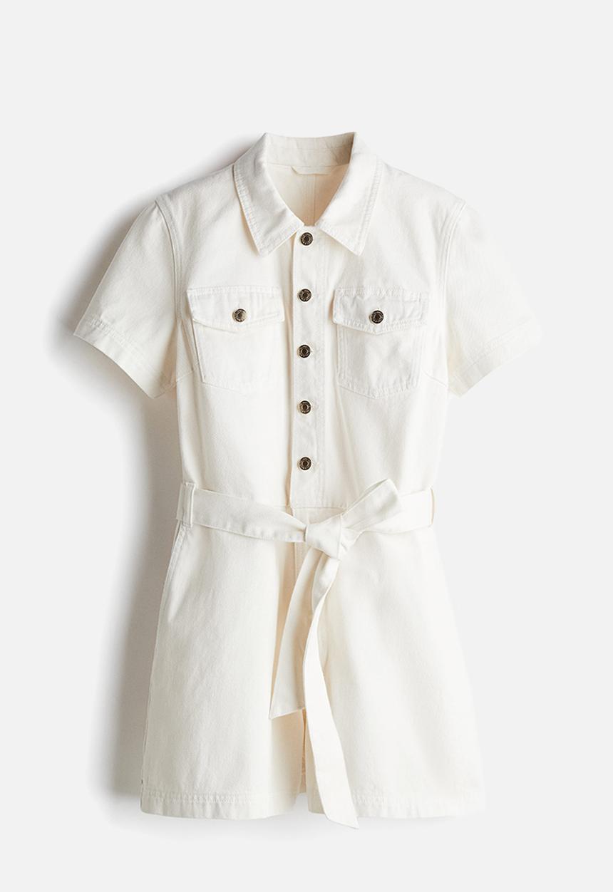H&M - Denim playsuit - white