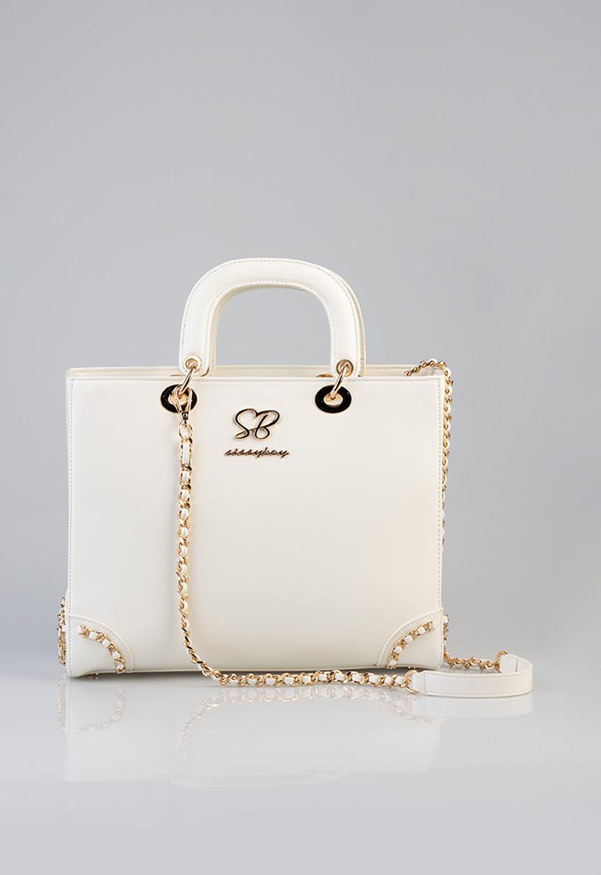 SISSY BOY - Print pom pom tote bag - cream