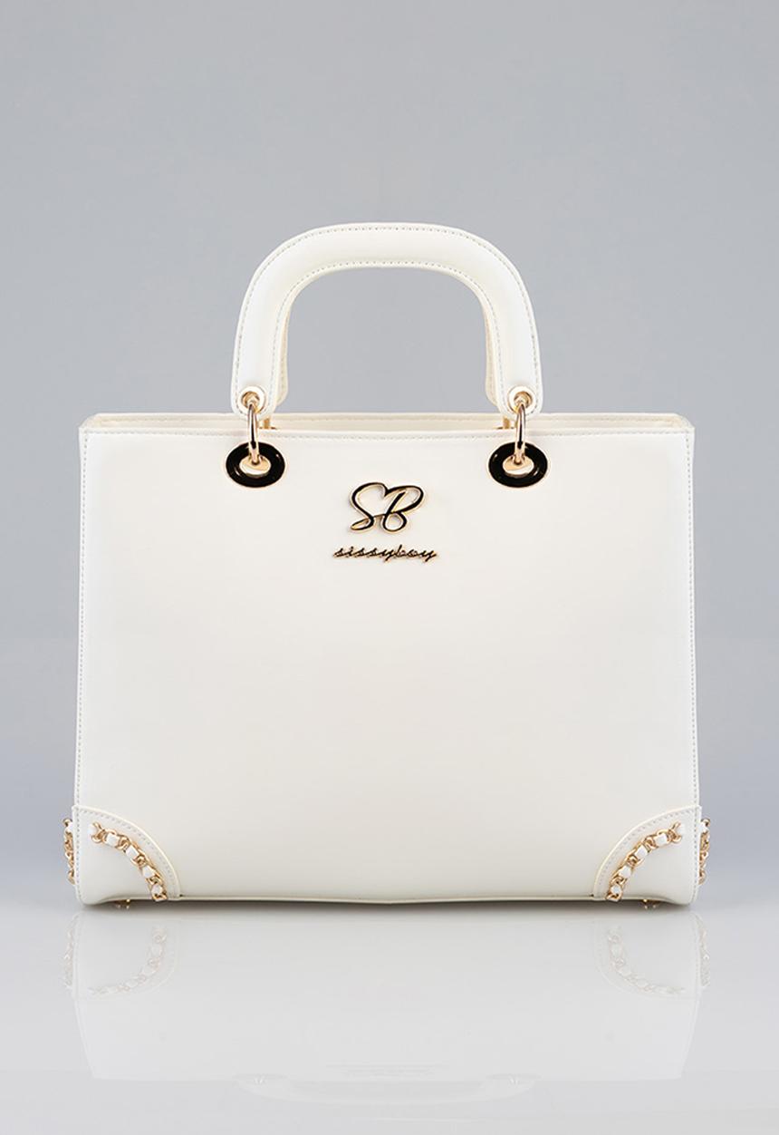 SISSY BOY - Print pom pom tote bag - cream