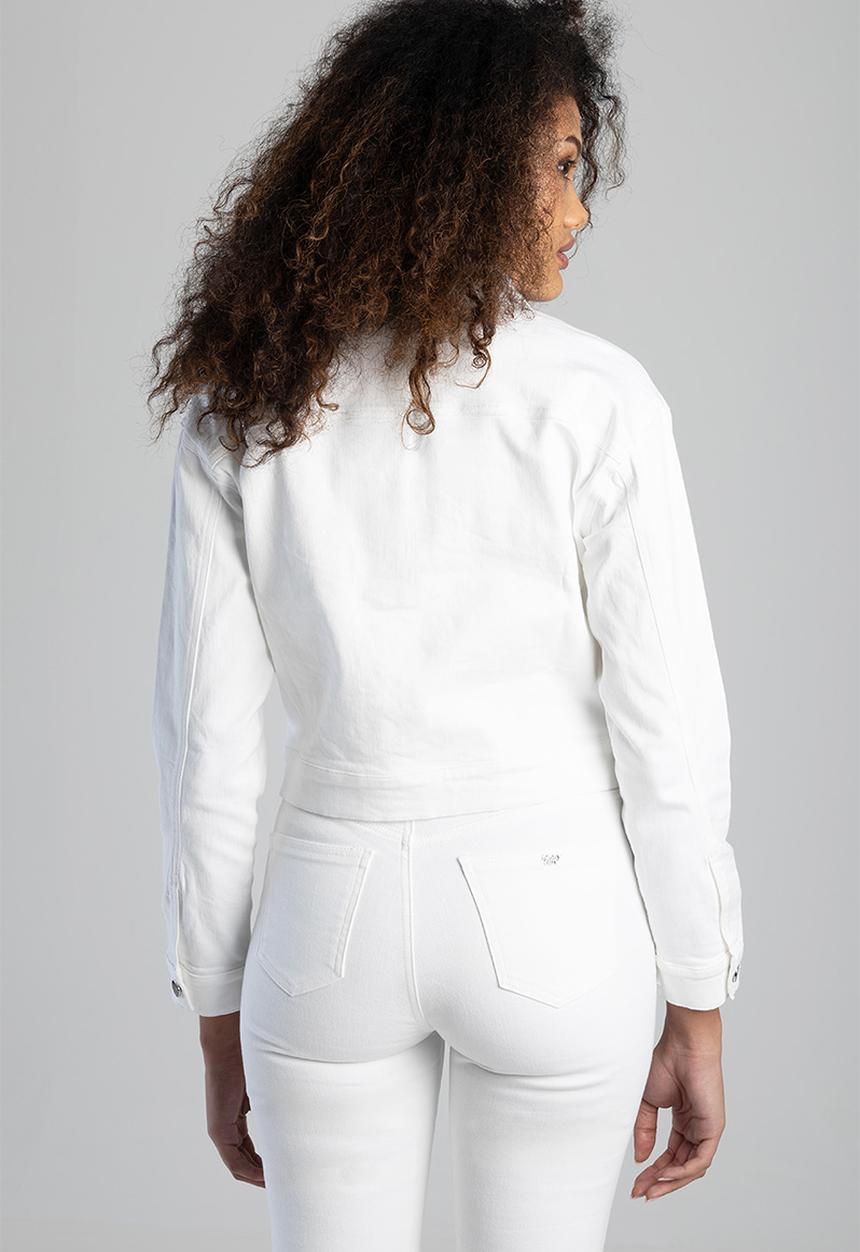 SISSY BOY - Cropped Jacket With Patch Pockets And Floral Applique  - White