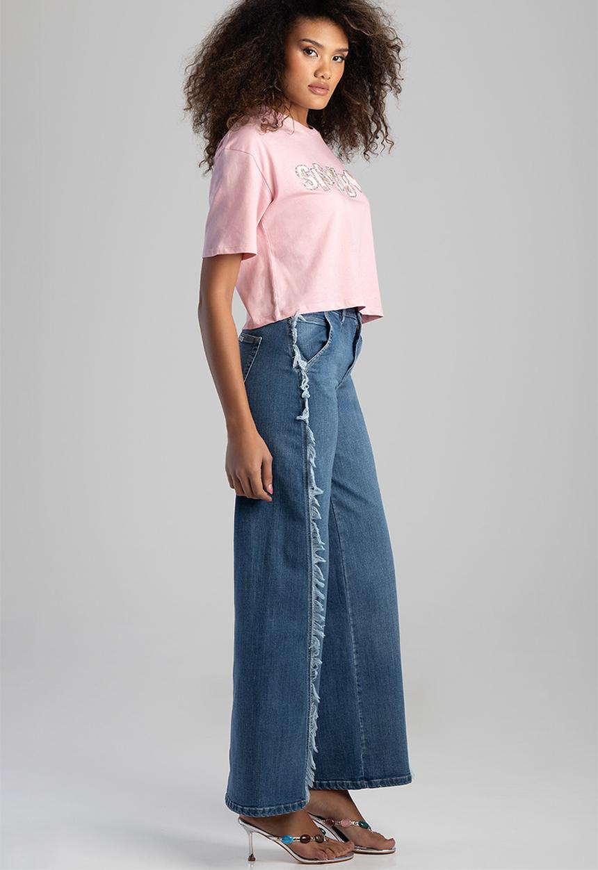 SISSY BOY - Call Me Yours: Boxy Top With Textured Bling Logo - Pink