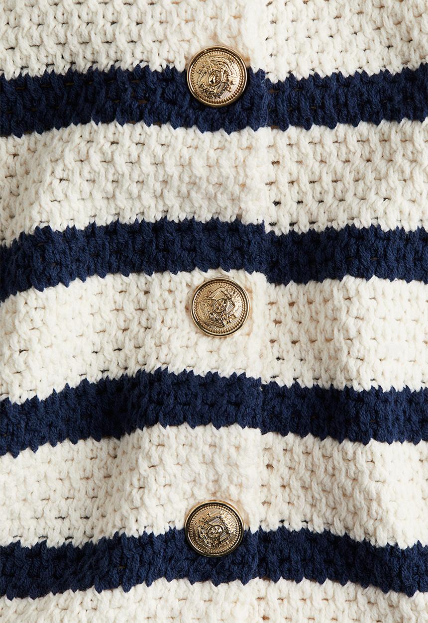 H&M - Textured-knit cardigan - cream striped