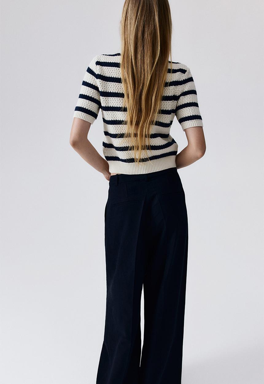H&M - Textured-knit cardigan - cream striped
