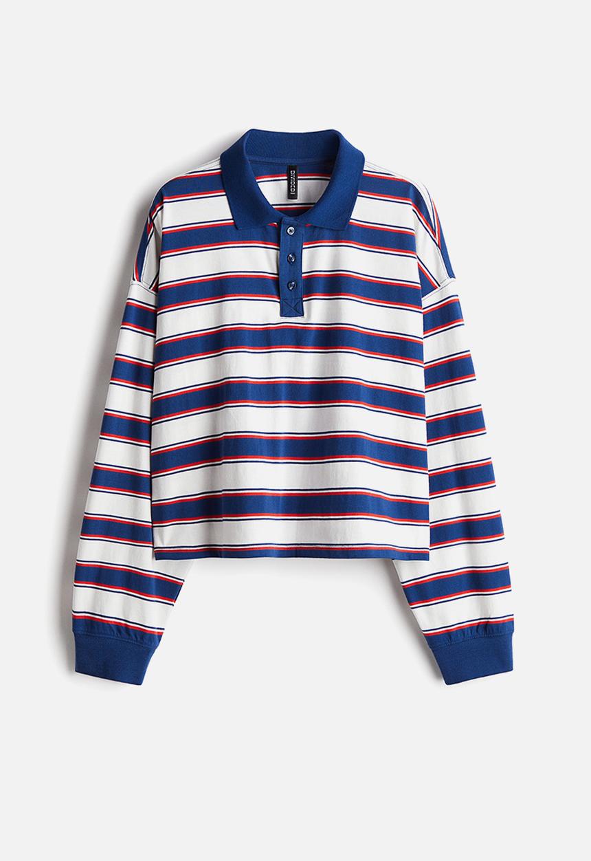 H&M - Cotton rugby shirt - dark blue striped