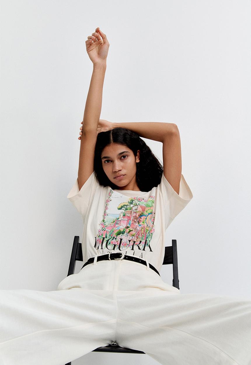 H&M - Oversized t-shirt - cream liguria 
