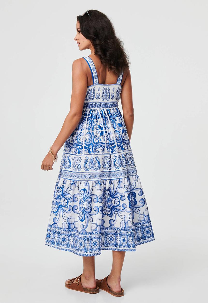 Stella Morgan - Strappy all over blue Print Maxi Dress - Blue