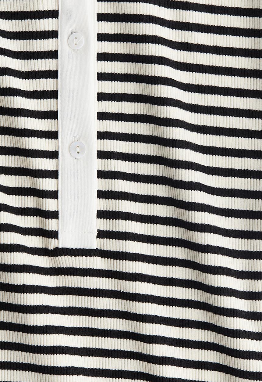 H&M - Flared-skirt polo dress - white striped