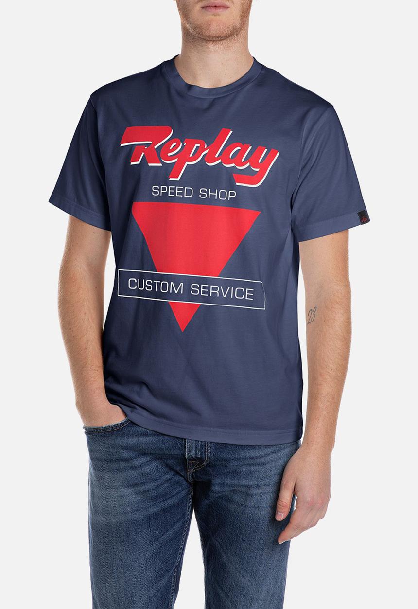 Replay - Regular basic jersey tee - medium blue