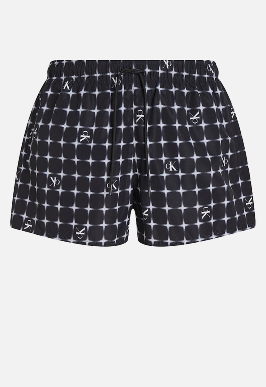 Calvin Klein - Short Drawstring-Print - Diffused Logo Grid Black Aop