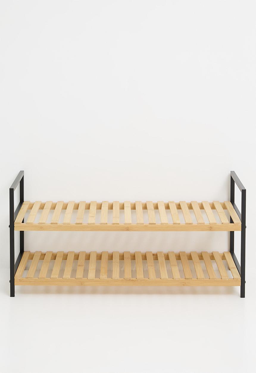 Storage Solutions - 2-Tier shoe rack - black & natural