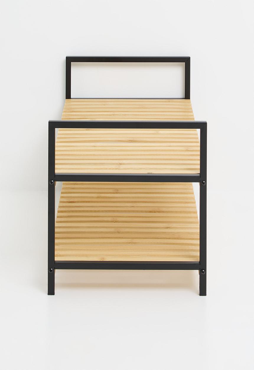 Storage Solutions - 2-Tier shoe rack - black & natural