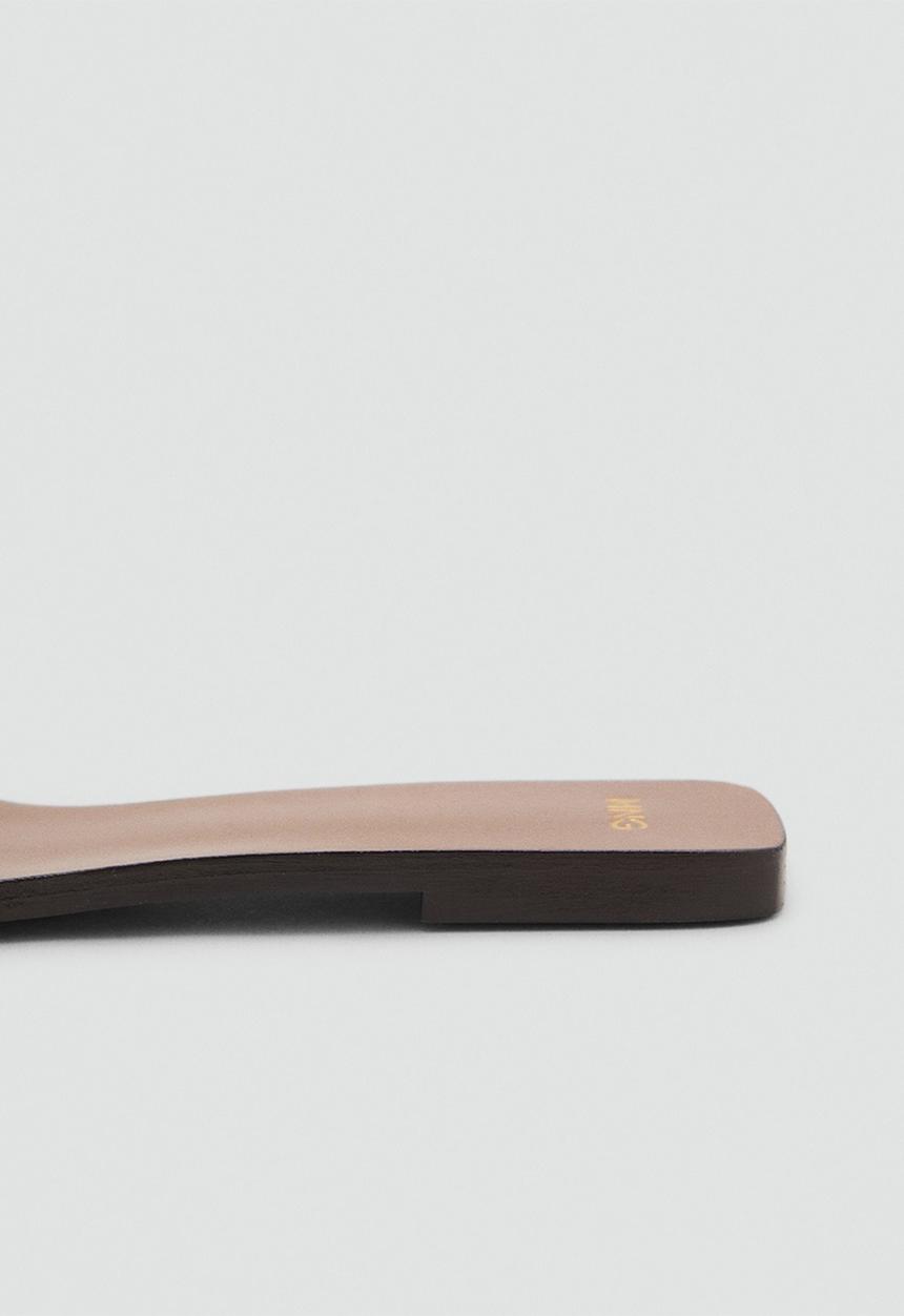 MANGO - Drea leather slide - medium brown