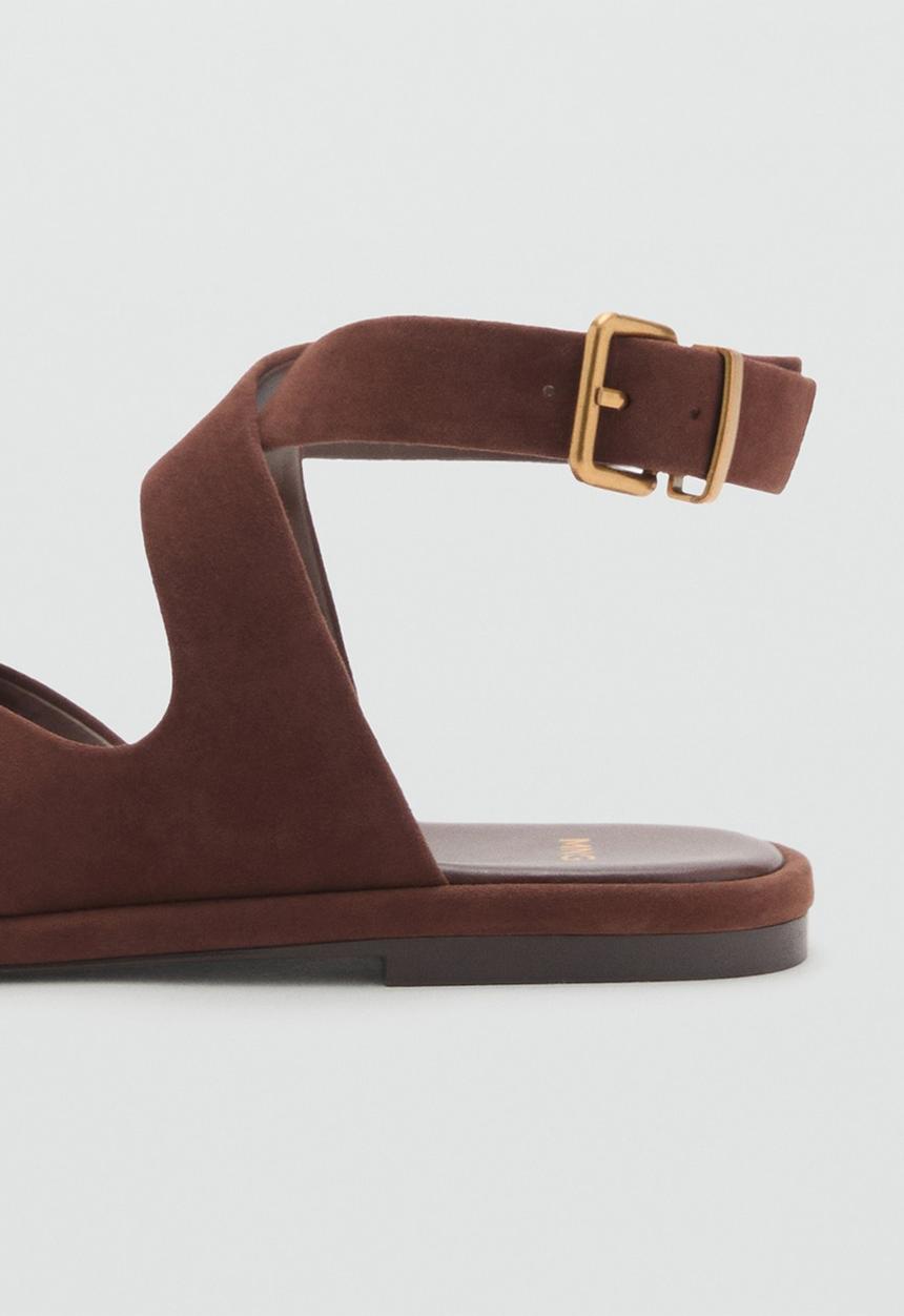 MANGO - Belly leather ankle strap - dark brown