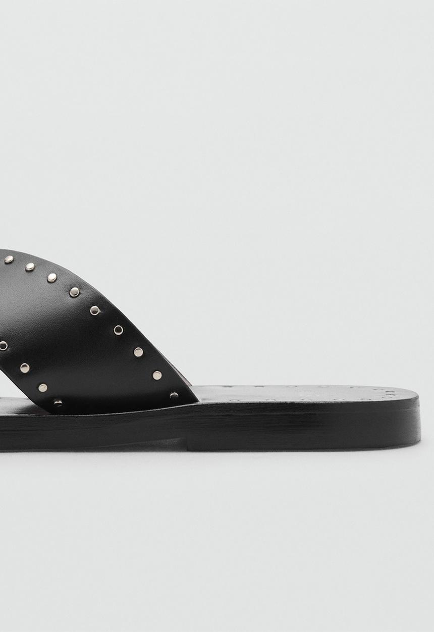 MANGO - Billy leather slide - black
