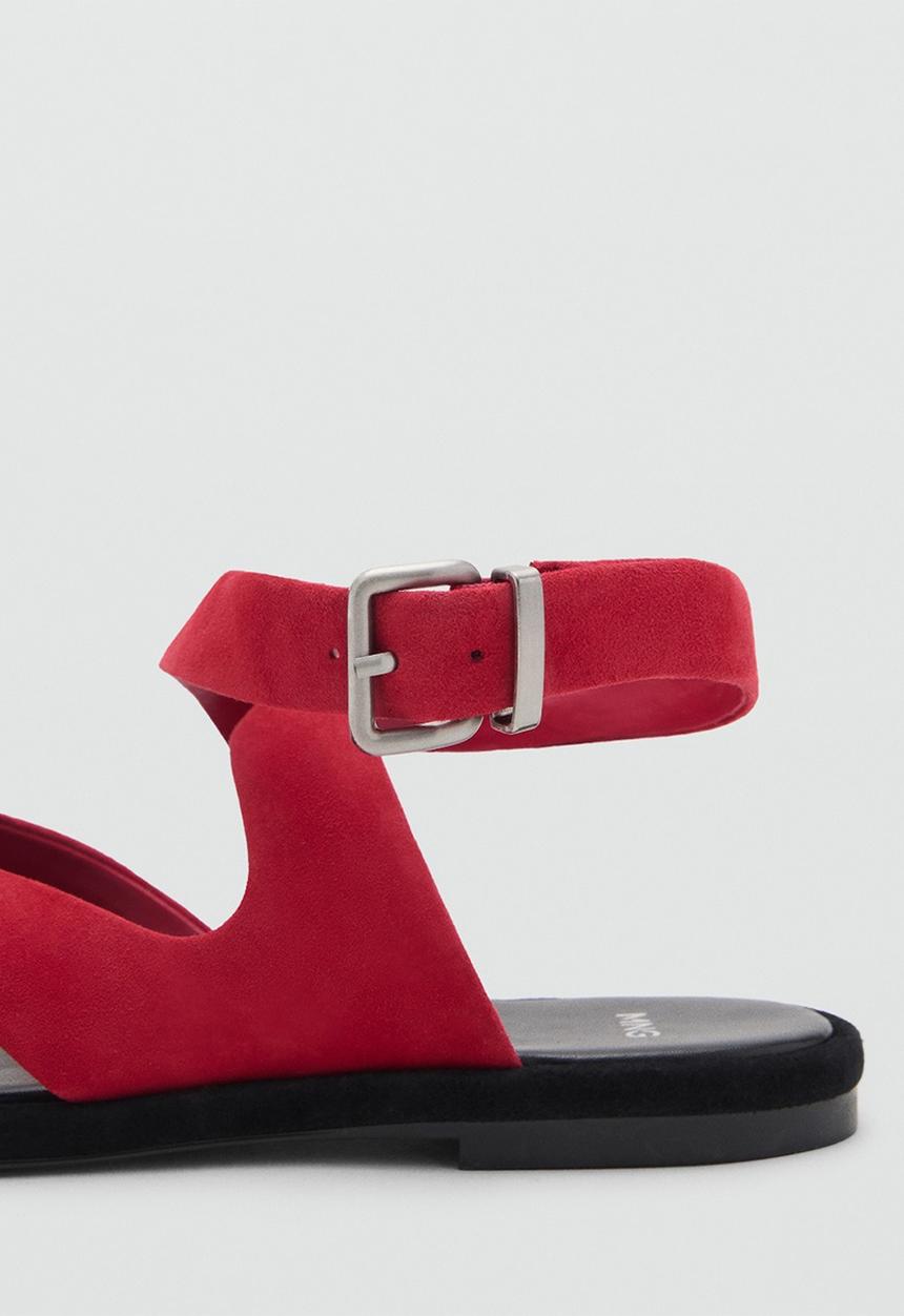MANGO - Belly leather ankle strap - red