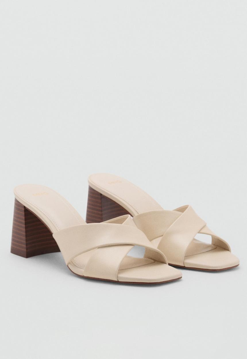 MANGO - Pau leather heel - light beige