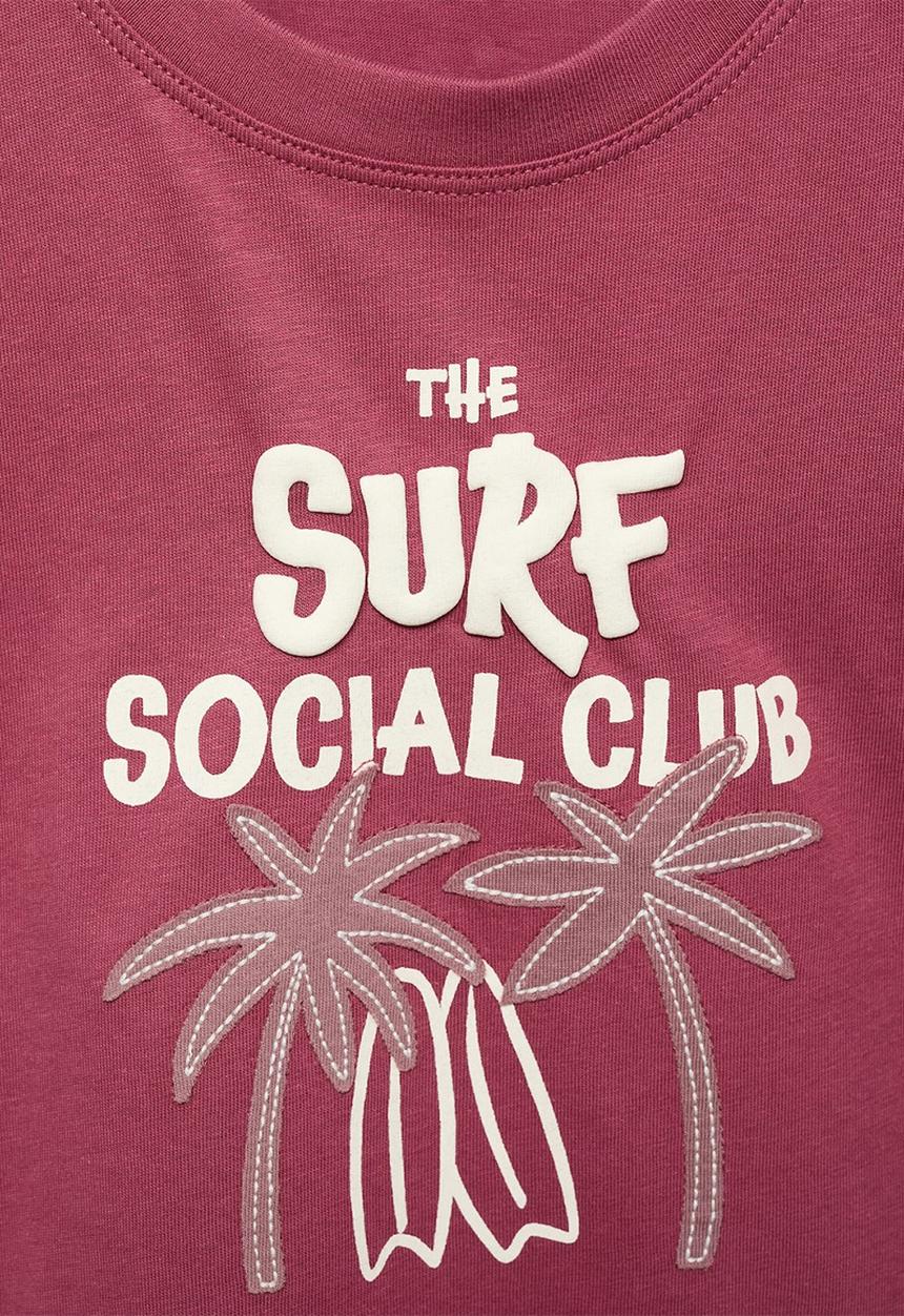 MANGO - T-Shirt Social - Dark Red