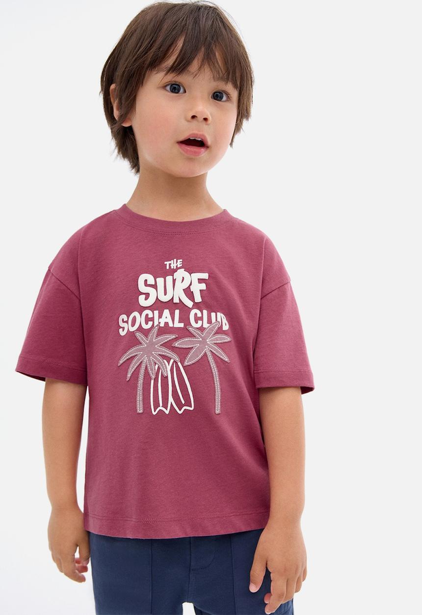 MANGO - T-Shirt Social - Dark Red