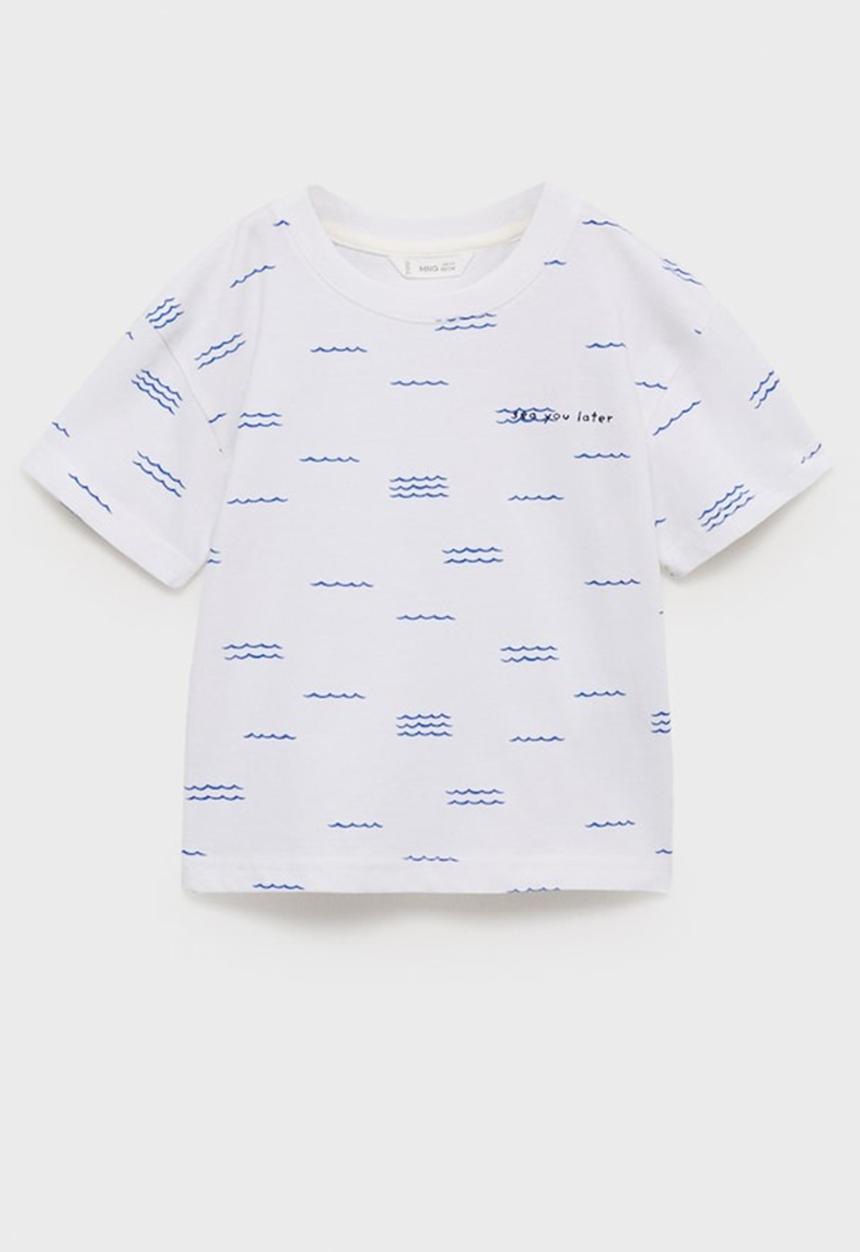 MANGO - T-Shirt Aop sea - White