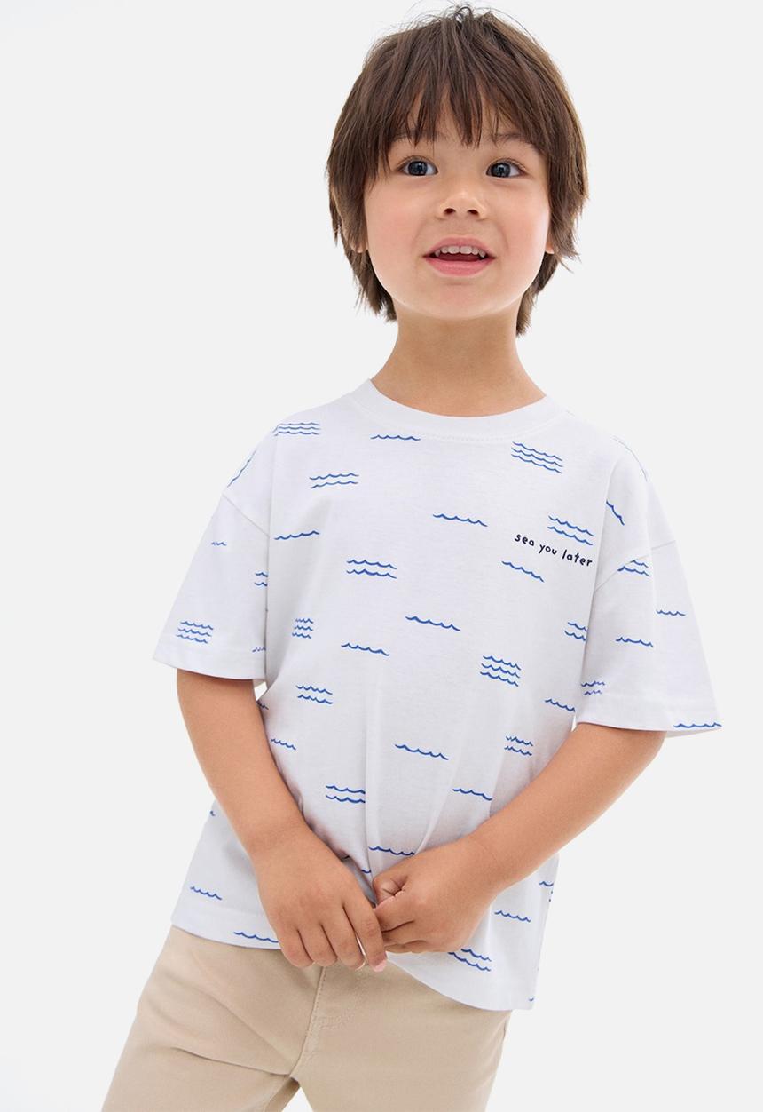 MANGO - T-Shirt Aop sea - White