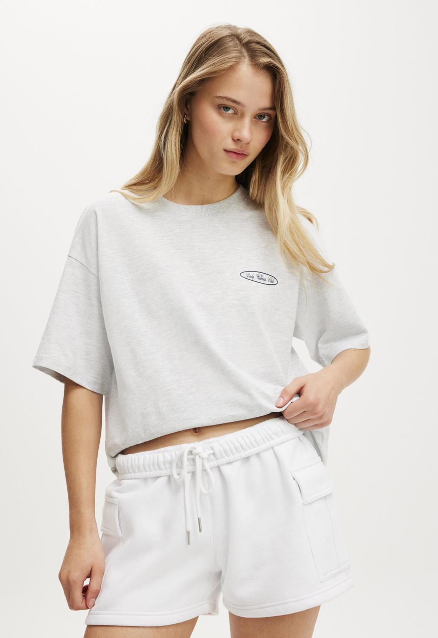 Cotton On - Active Graphic Tee - Light Grey/Body Wellness