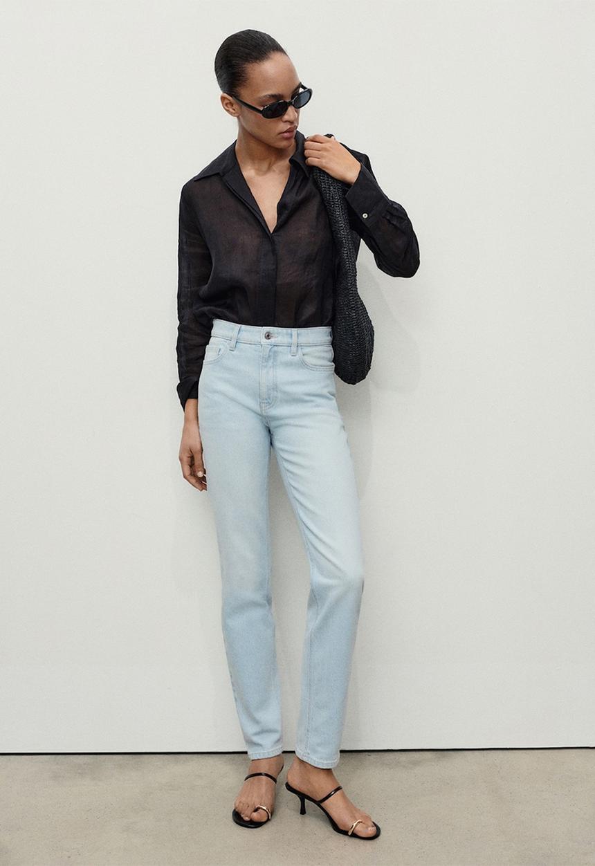 MANGO - Jeans Newmom - Open Blue