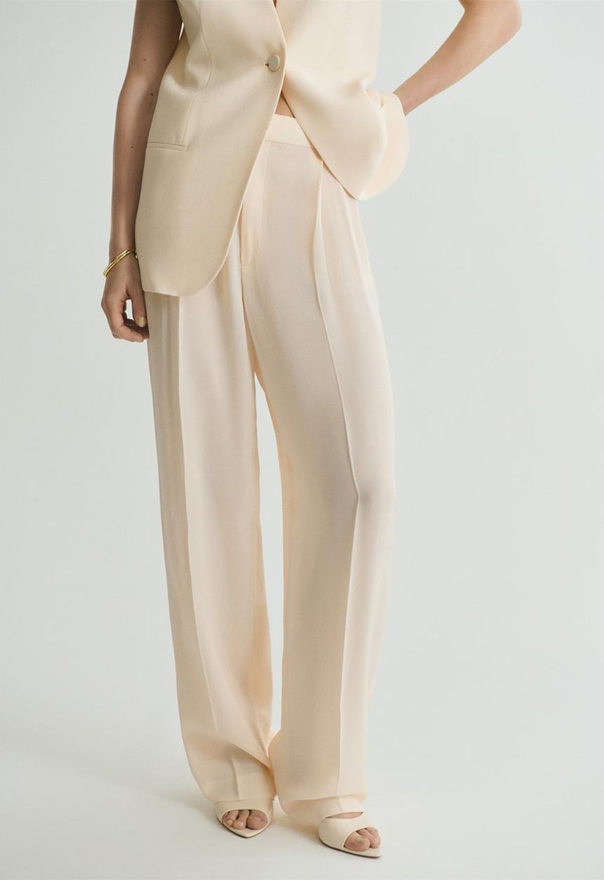MANGO - Trousers Mire - Light/Pastel Yellow