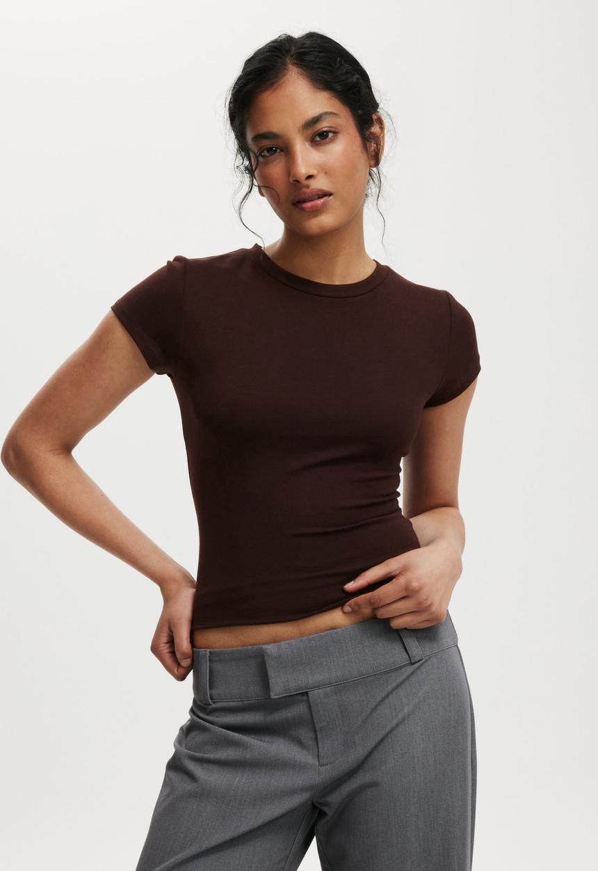 Cotton On - All day crew tee - dark oak