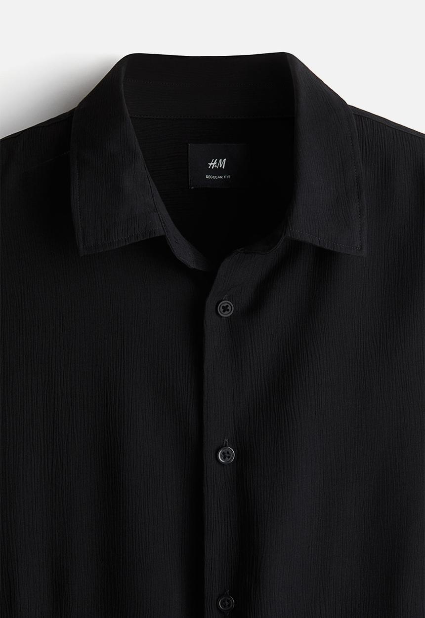 H&M - Regular fit crinkled shirt - black