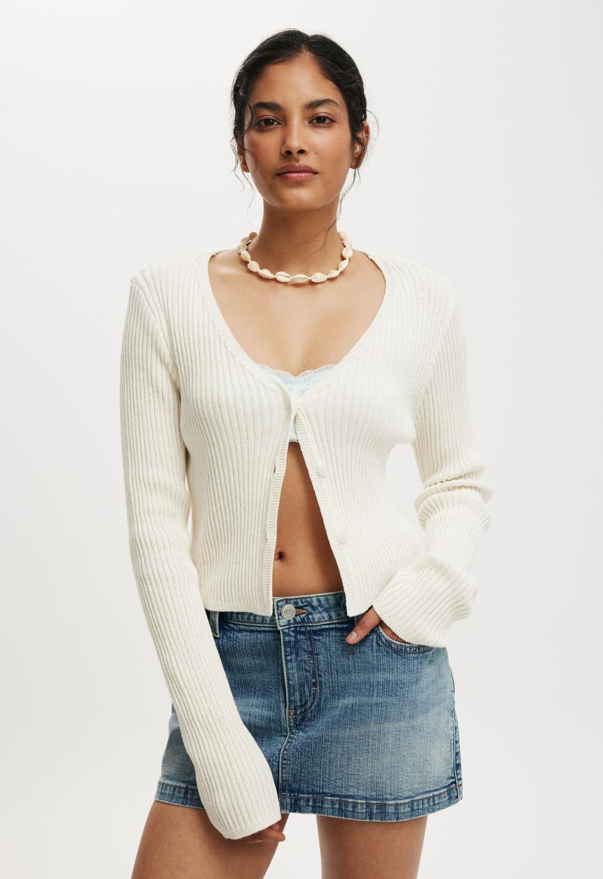 Cotton On - Eleanor Button Cardi - Porcelain