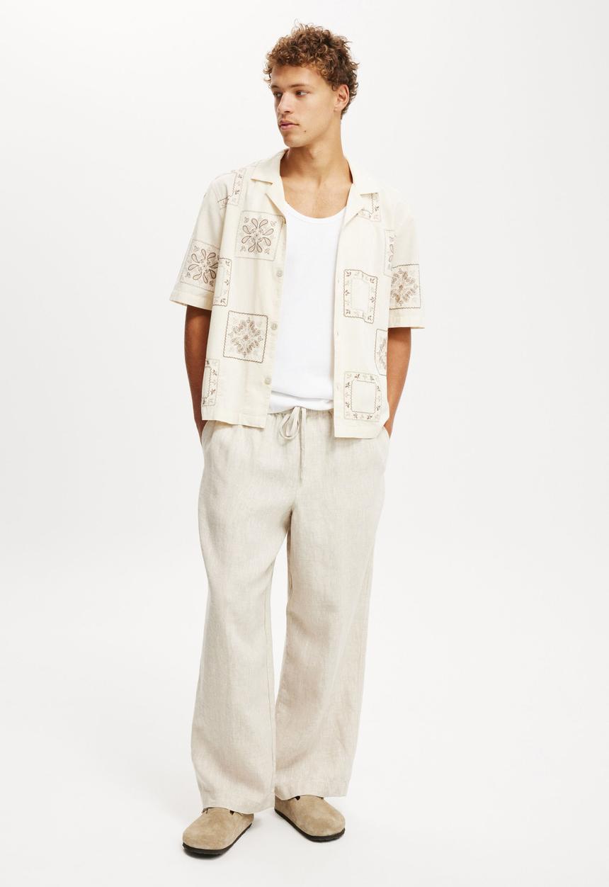 Cotton On - Super Baggy Linen Pant - Oatmeal