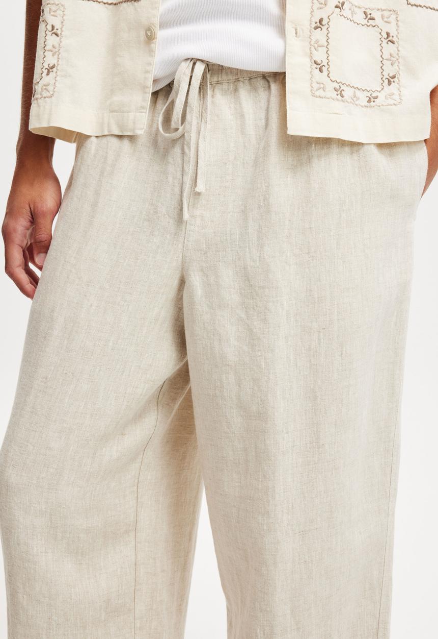 Cotton On - Super Baggy Linen Pant - Oatmeal