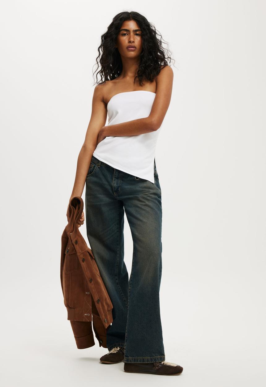 Cotton On - Asymmetric Ruched Bandeau - White