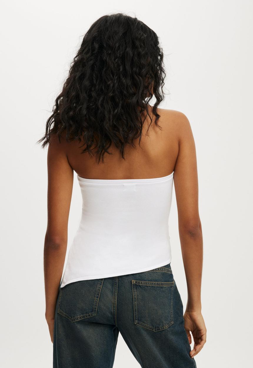 Cotton On - Asymmetric Ruched Bandeau - White