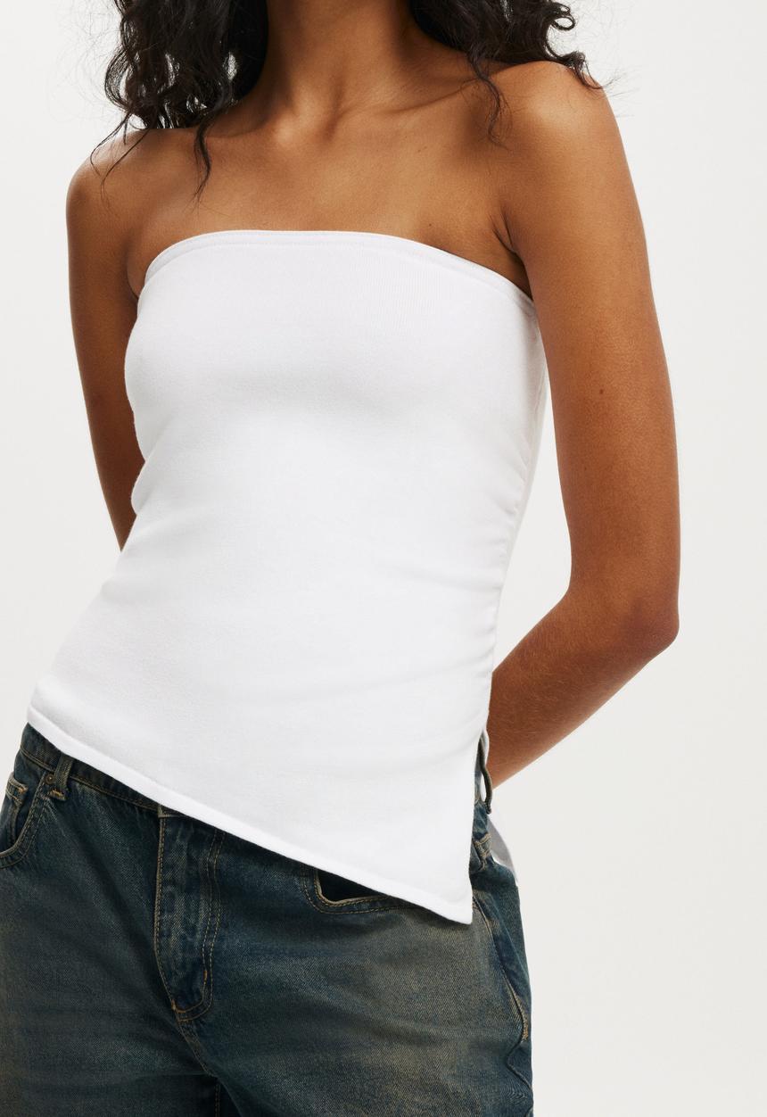 Cotton On - Asymmetric Ruched Bandeau - White