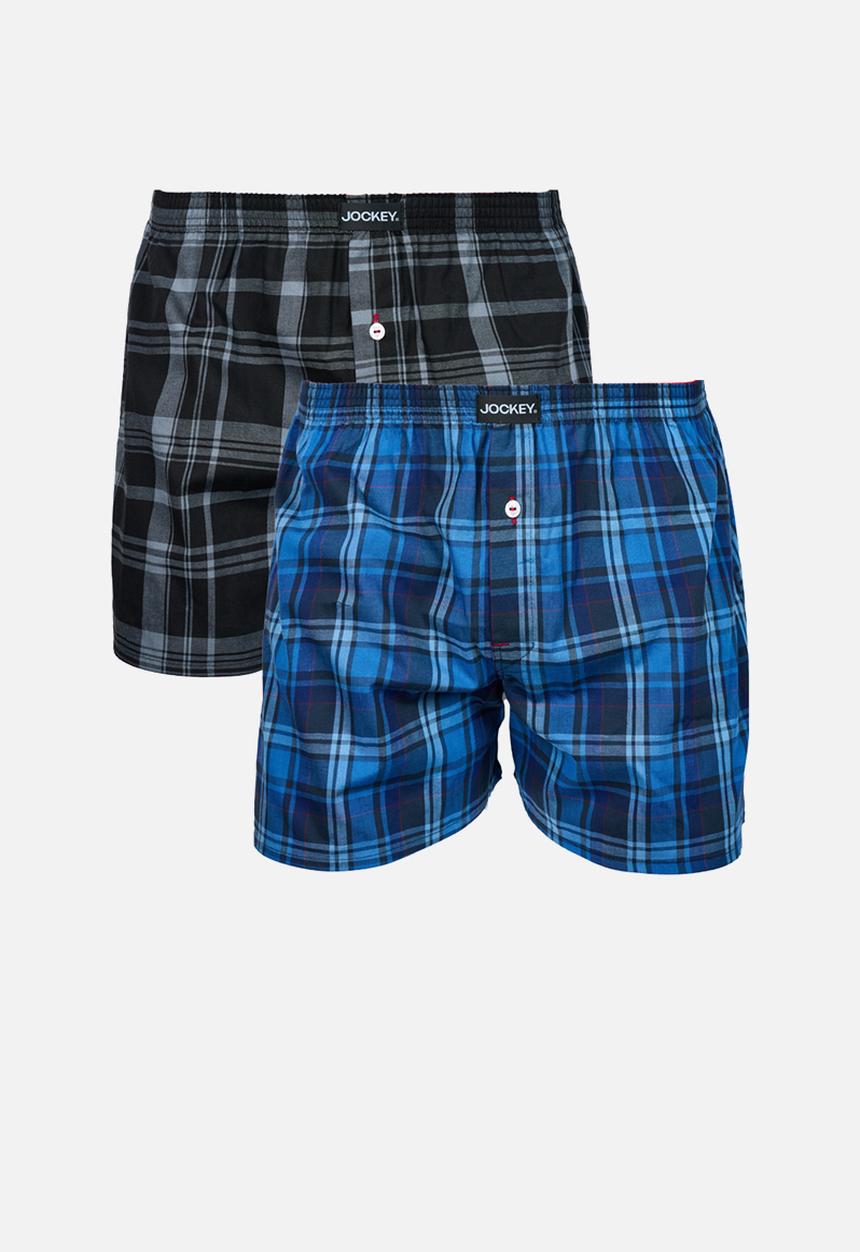 Jockey - 2Pk Woven Boxer - Black/Blue