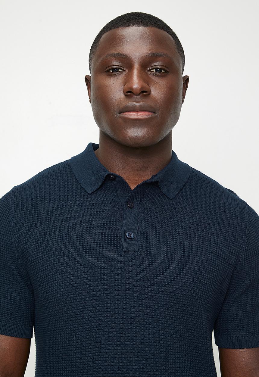 Brave Soul - Knitwear Polo T-Shirt - Midnight Navy