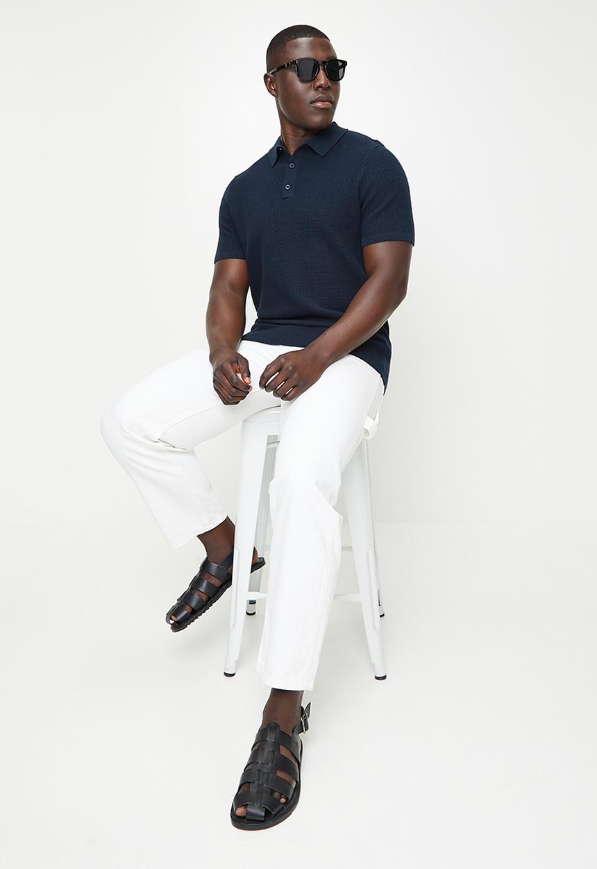 Brave Soul - Knitwear Polo T-Shirt - Midnight Navy