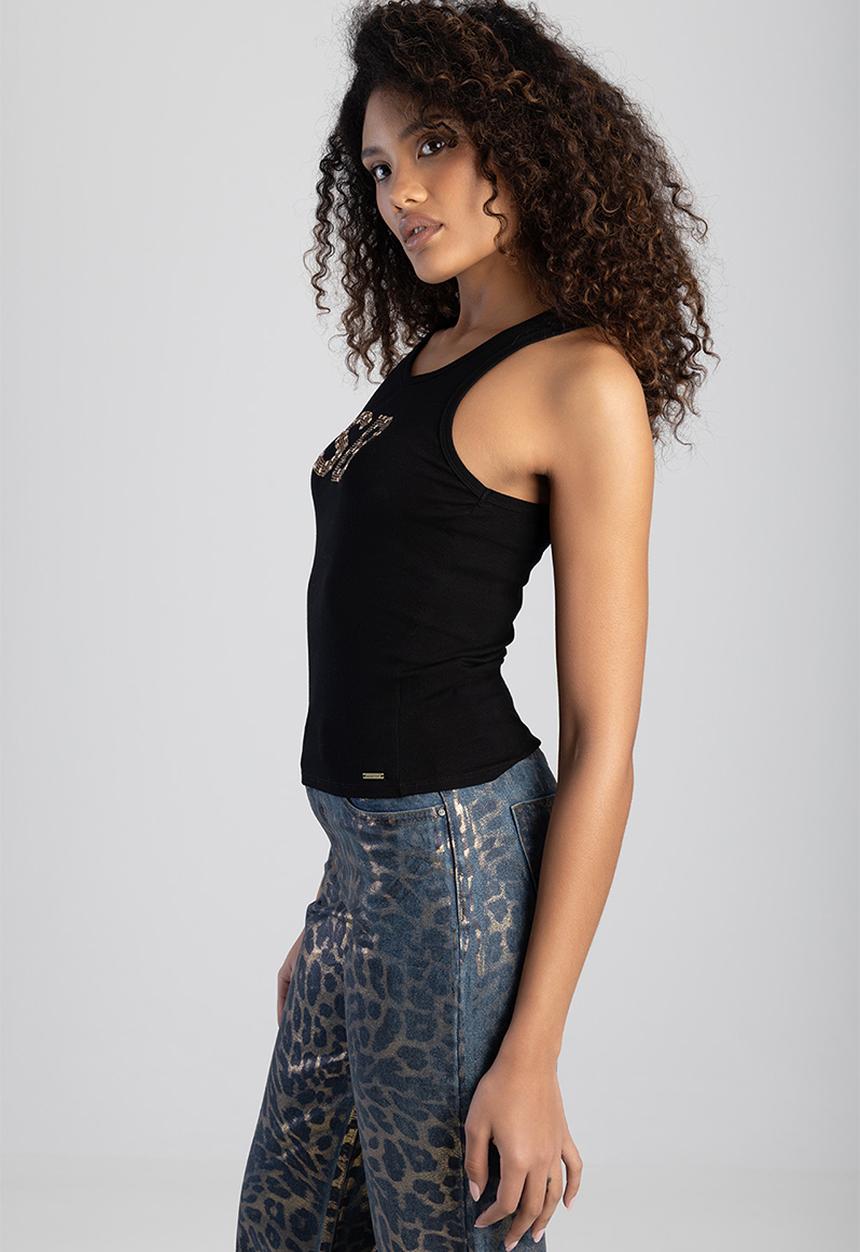 SISSY BOY - Clear Vision: Rib Knit Bling Logo Racer Vest - Black