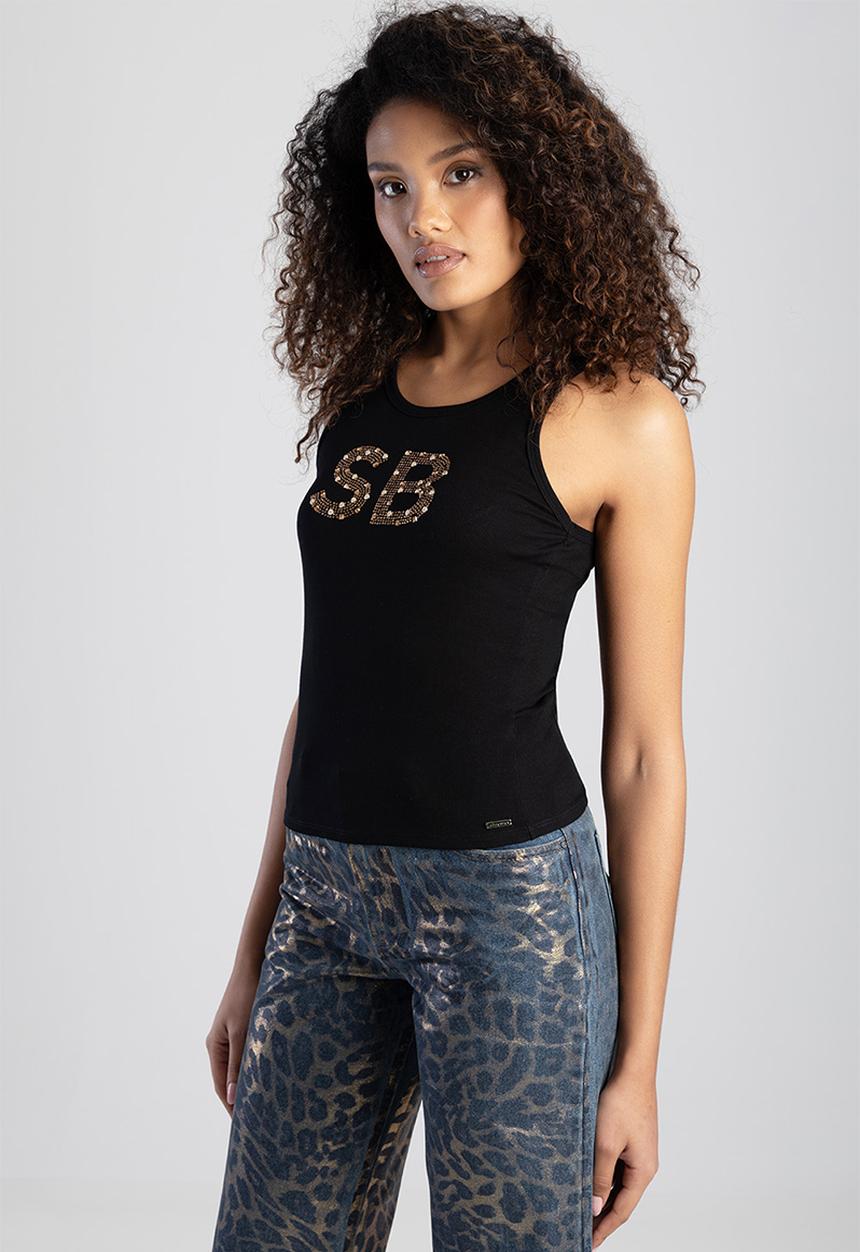 SISSY BOY - Clear Vision: Rib Knit Bling Logo Racer Vest - Black