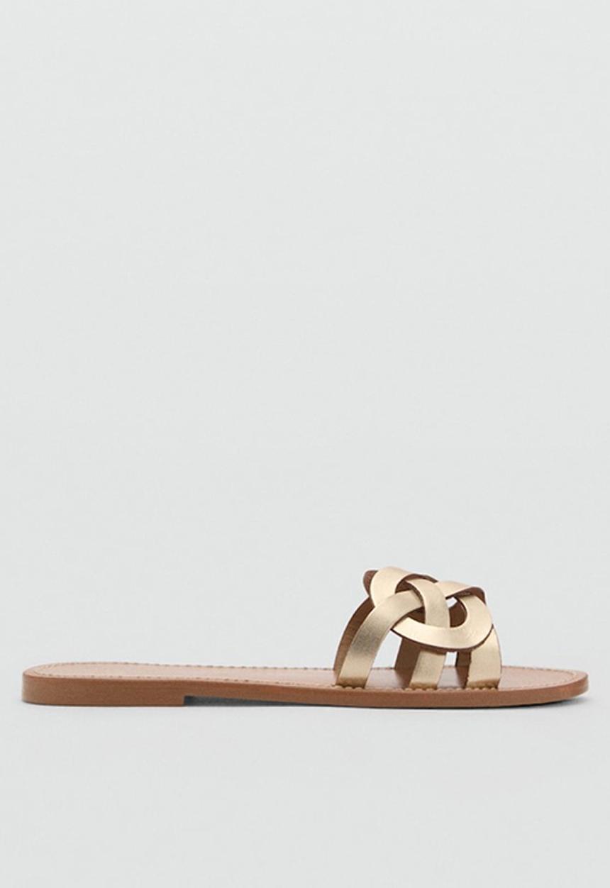 MANGO - Nudi leather slide - gold