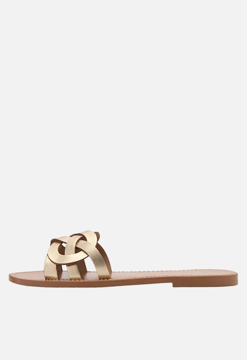 MANGO - Nudi leather slide - gold