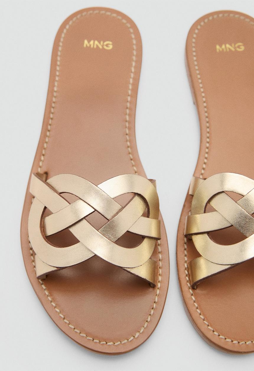 MANGO - Nudi leather slide - gold