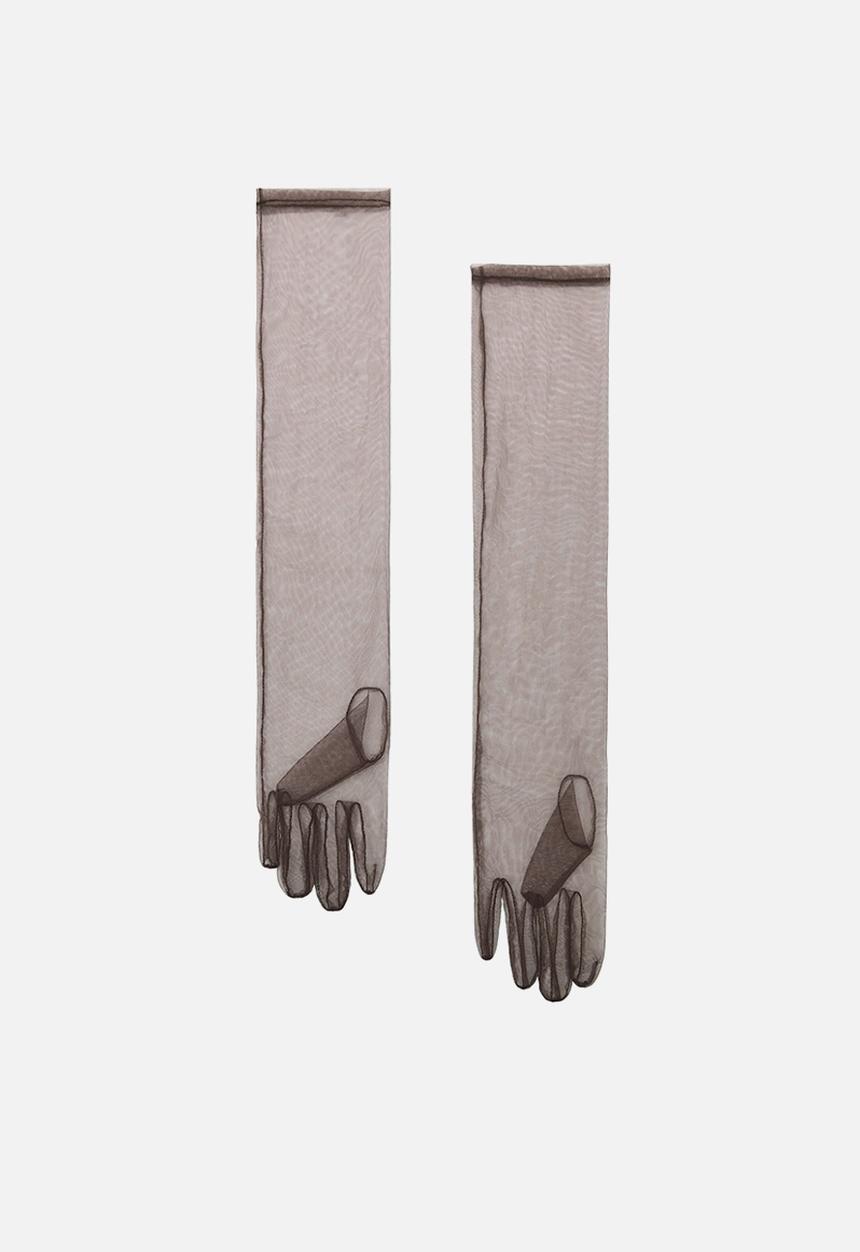 MANGO - Gloves tule - brown