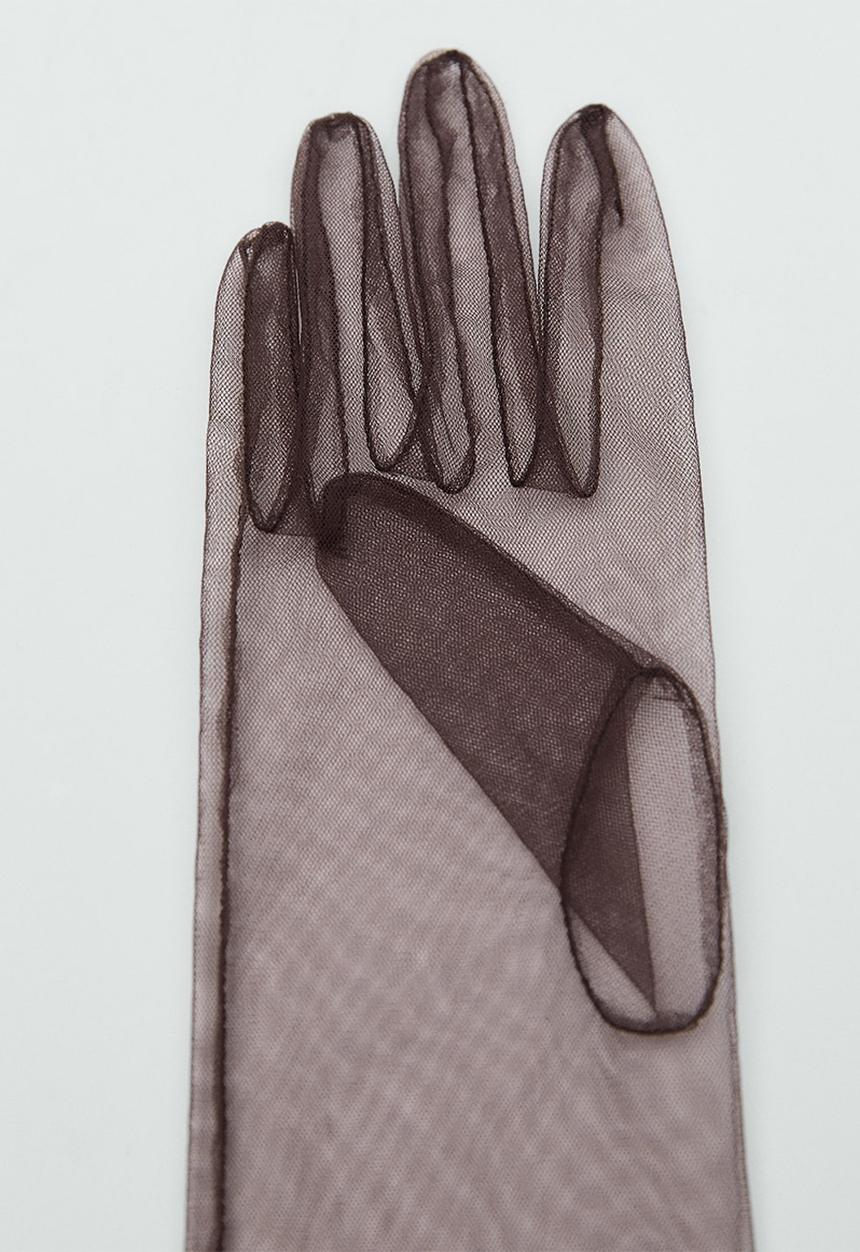 MANGO - Gloves tule - brown